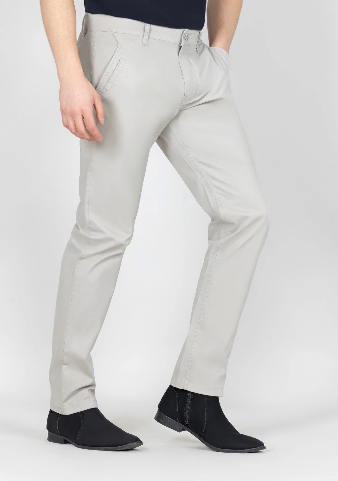 Light Grey Slim Fit Men’s Casual Trousers