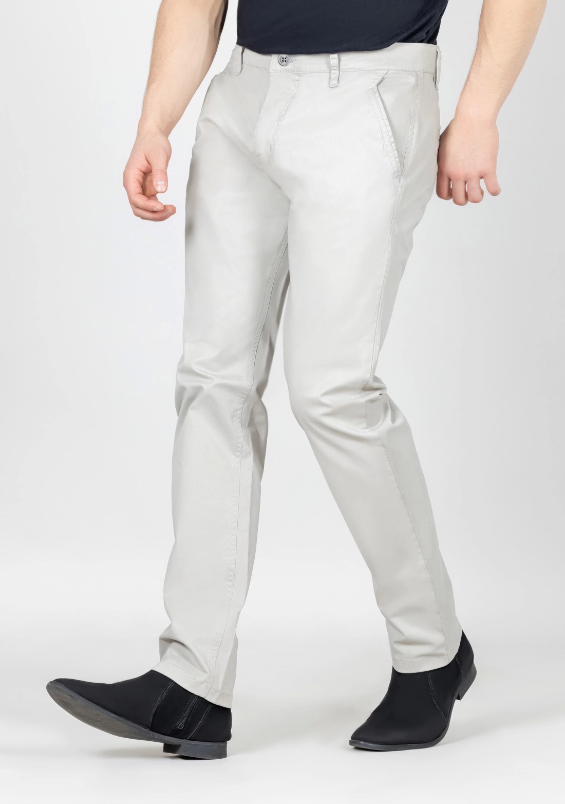 Light Grey Slim Fit Men’s Casual Trousers