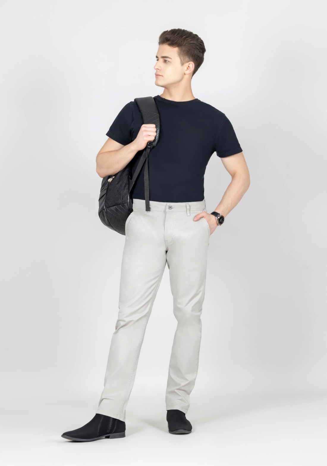 Light Grey Slim Fit Men’s Casual Trousers