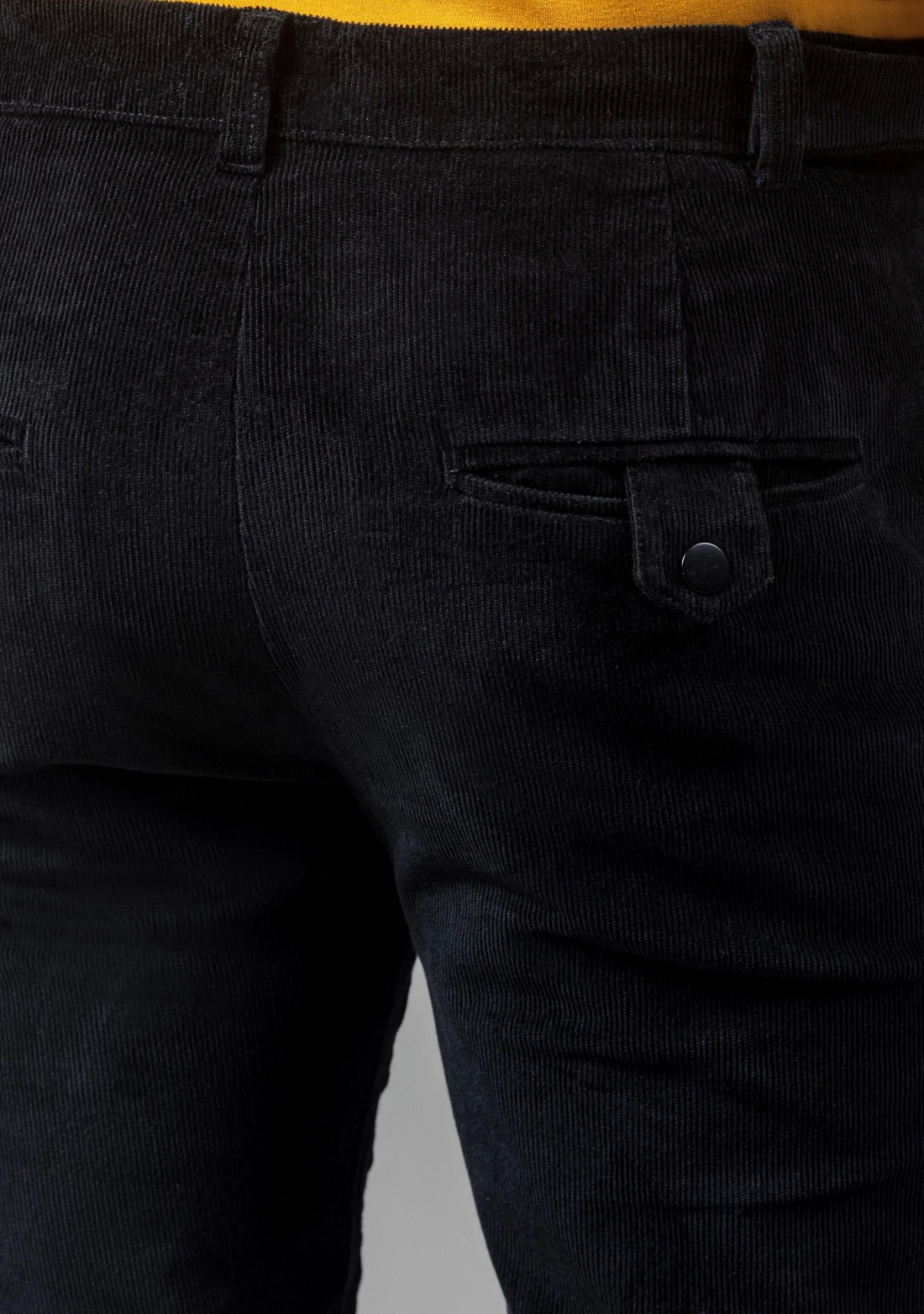 Black Slim Fit Corduroy Casual Trousers