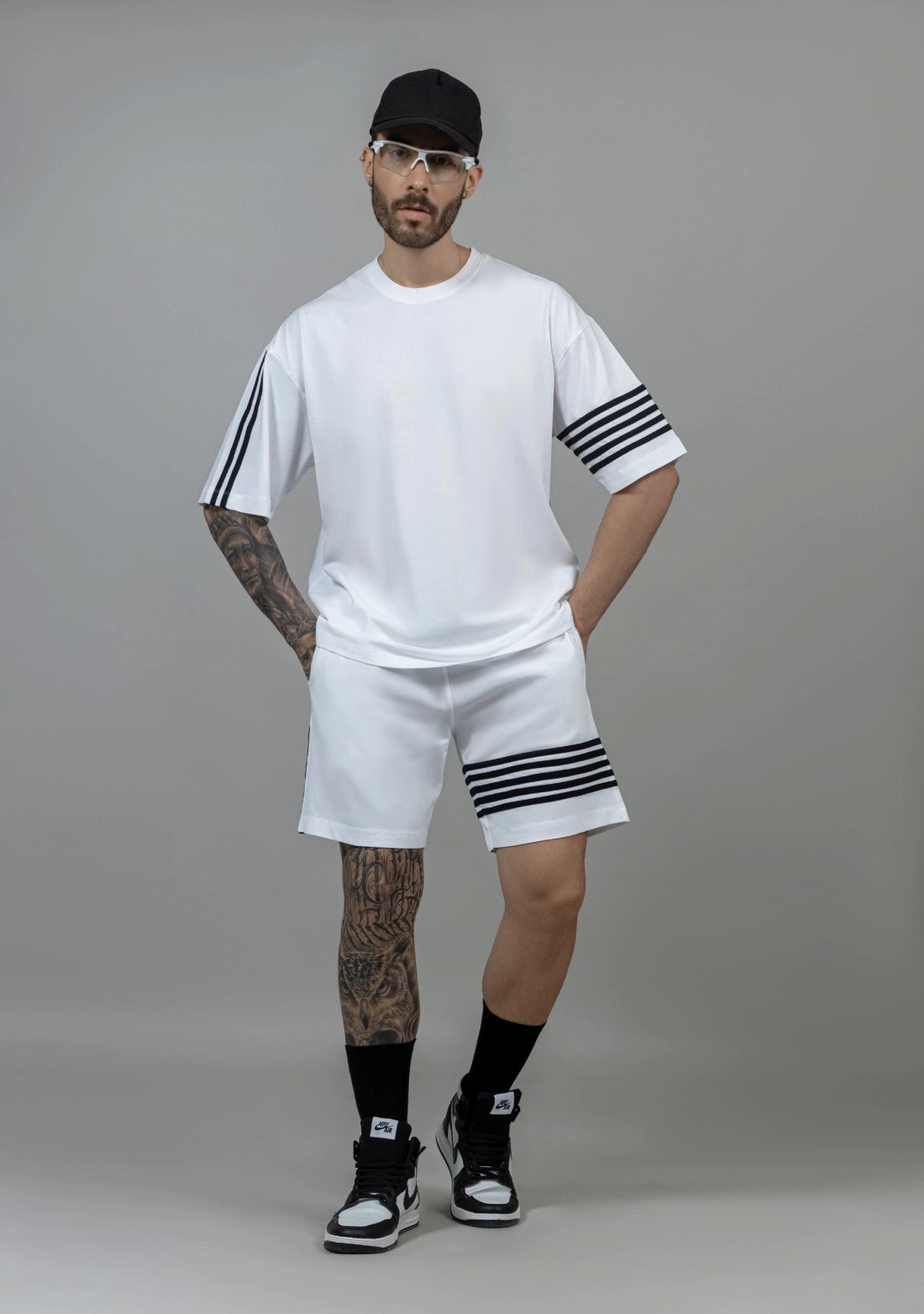 White Regular Fit Men's Cotton Knitted Shorts