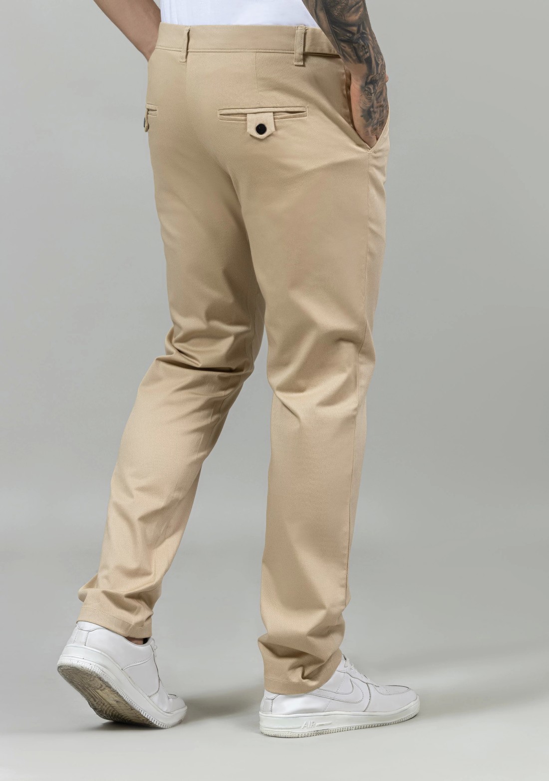 Beige Slim Fit Men's Fashion Trousers