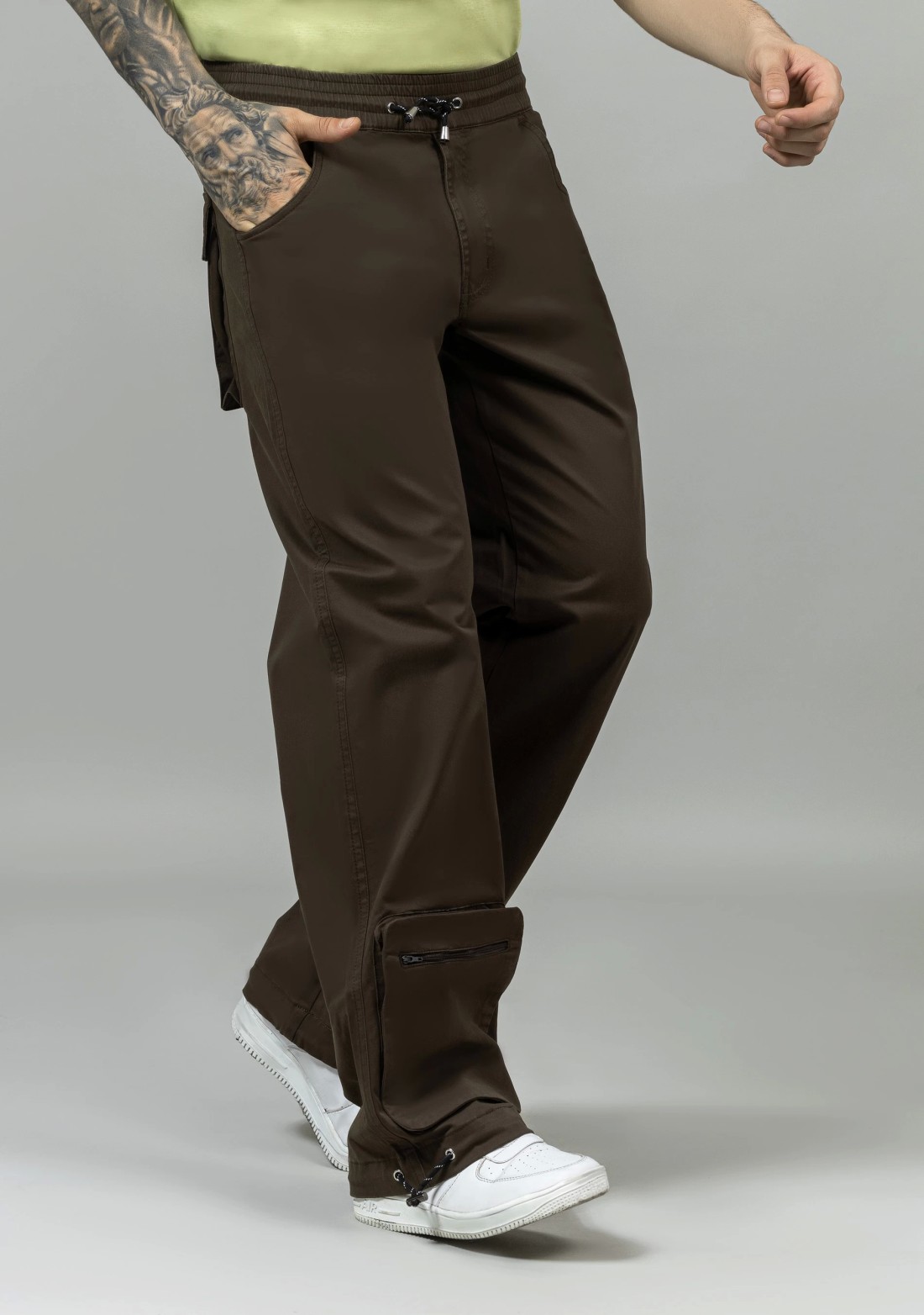 Umber Brown Wide Leg Men’s Cotton Trousers