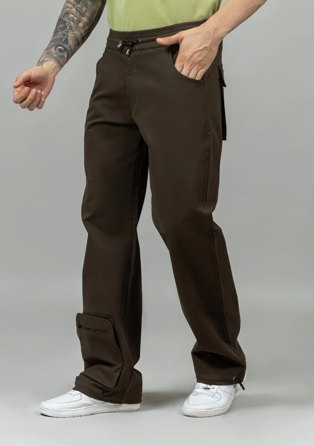 Umber Brown Wide Leg Men’s Cotton Trousers