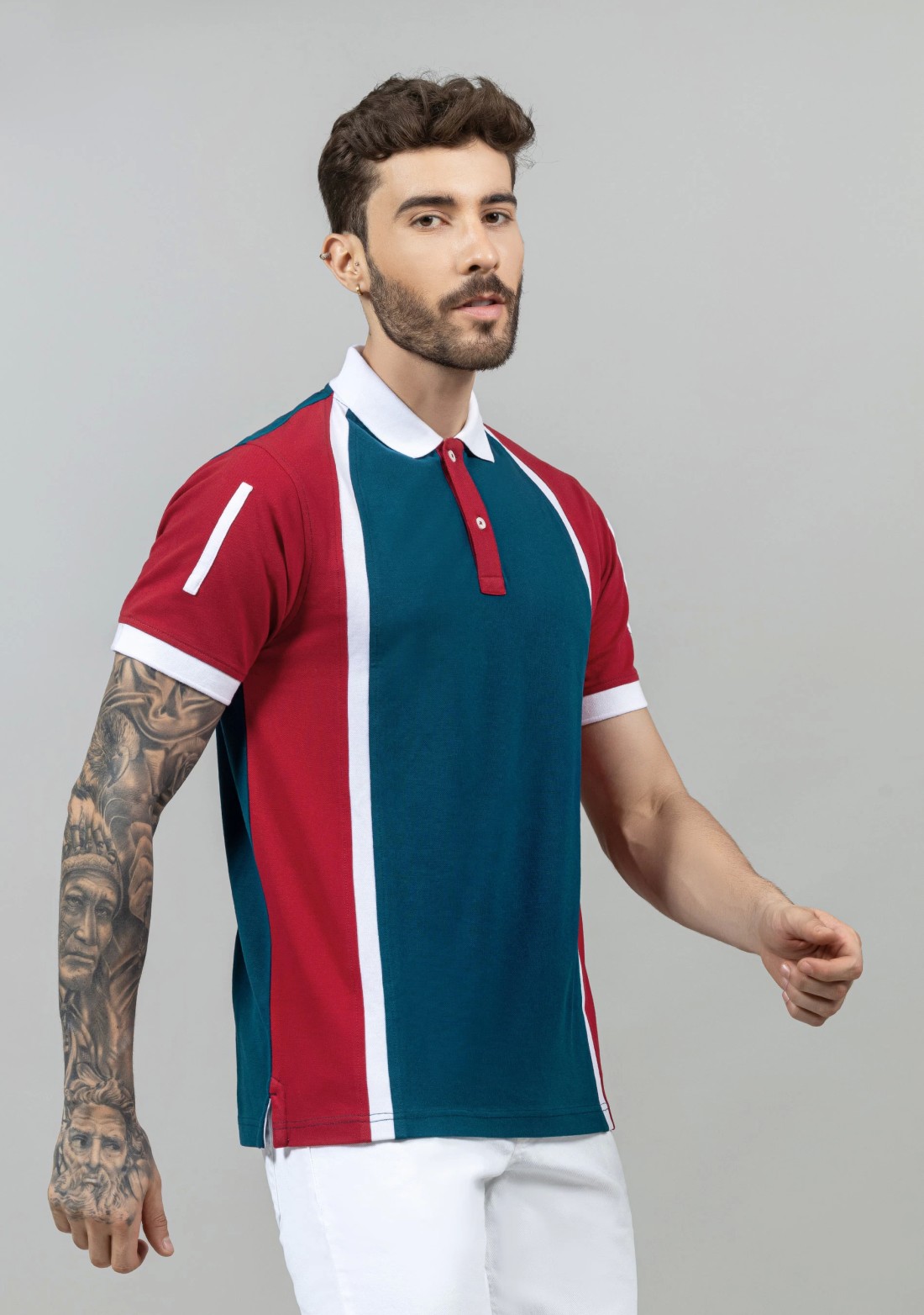 Red and Blue Regular Fit Men's Polo T-Shirt