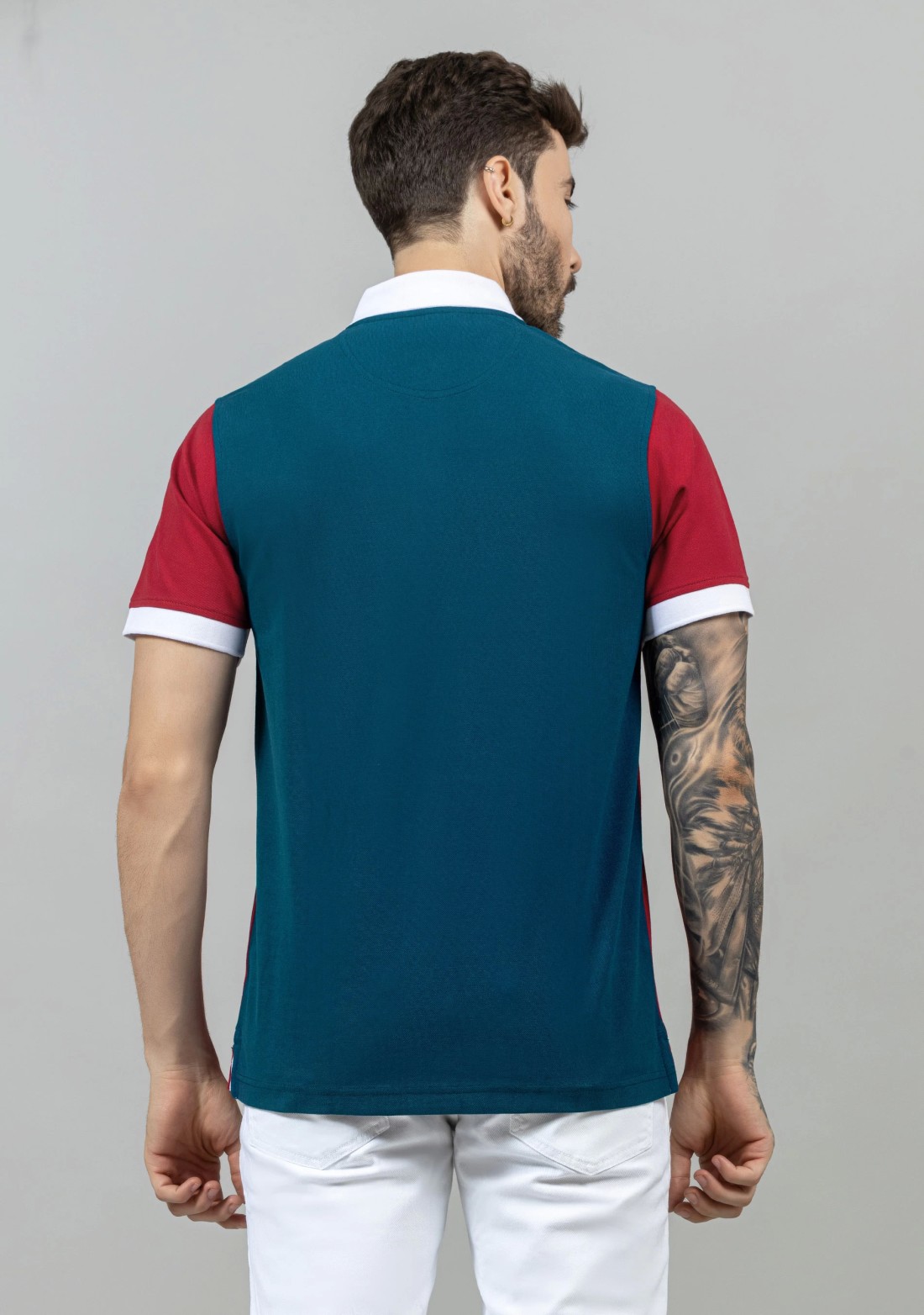 Red and Blue Regular Fit Men's Polo T-Shirt