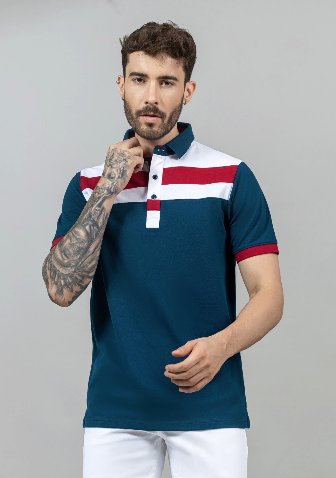 Blue Regular Fit Men's Polo T-Shirt