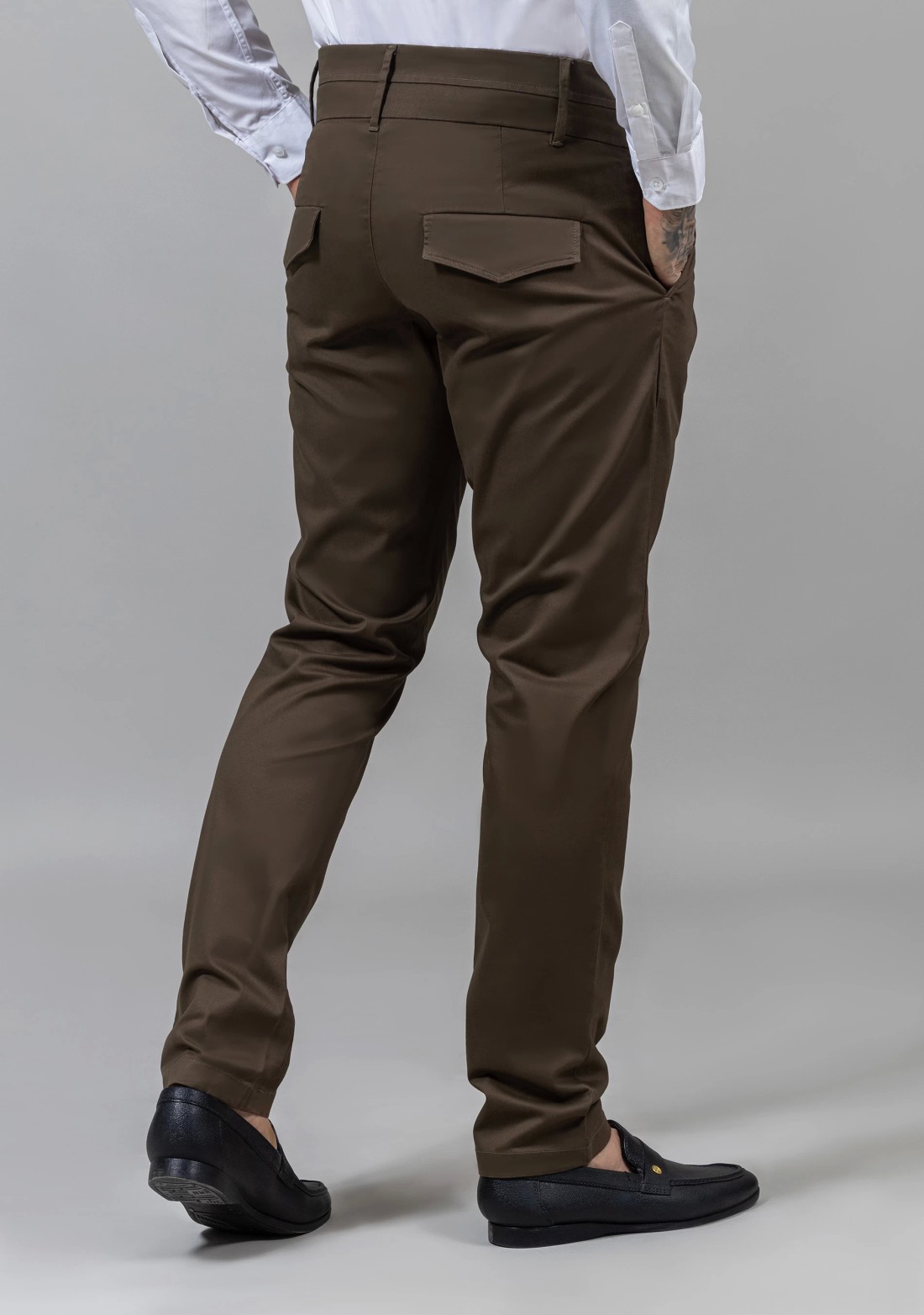 Mocha Brown Slim Fit Men’s Front Pleated Gurkha Pants