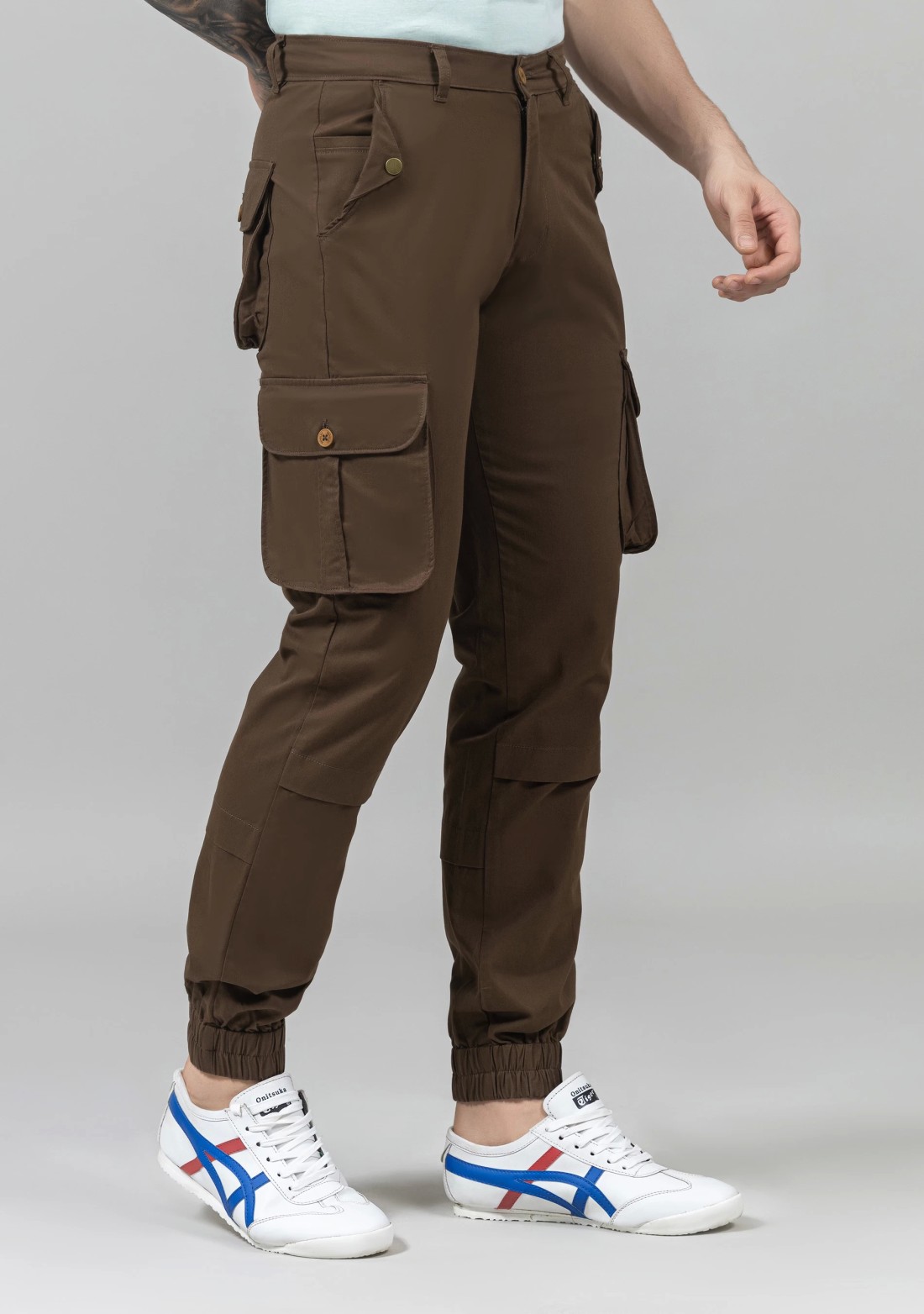 Brown Slim Fit Men's Cargo Trousers