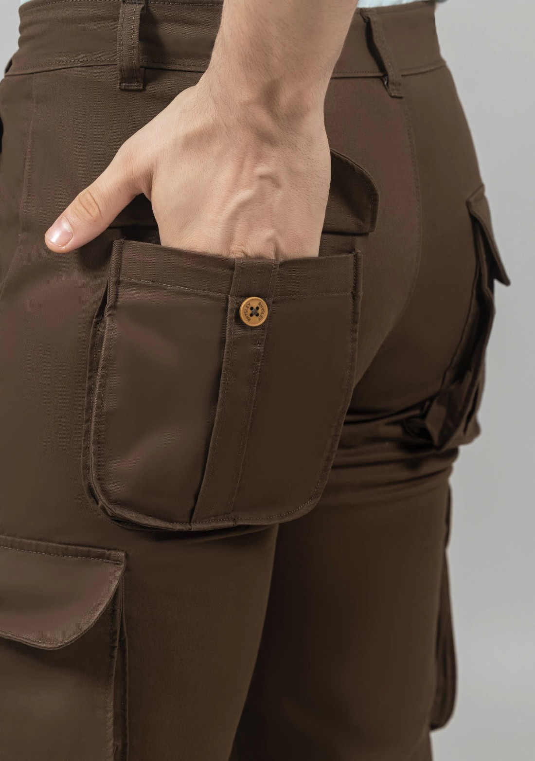 Brown Slim Fit Men's Cargo Trousers