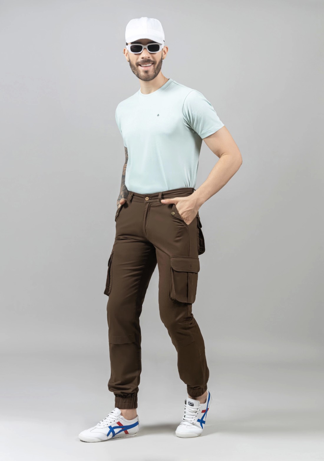 Brown Slim Fit Men's Cargo Trousers