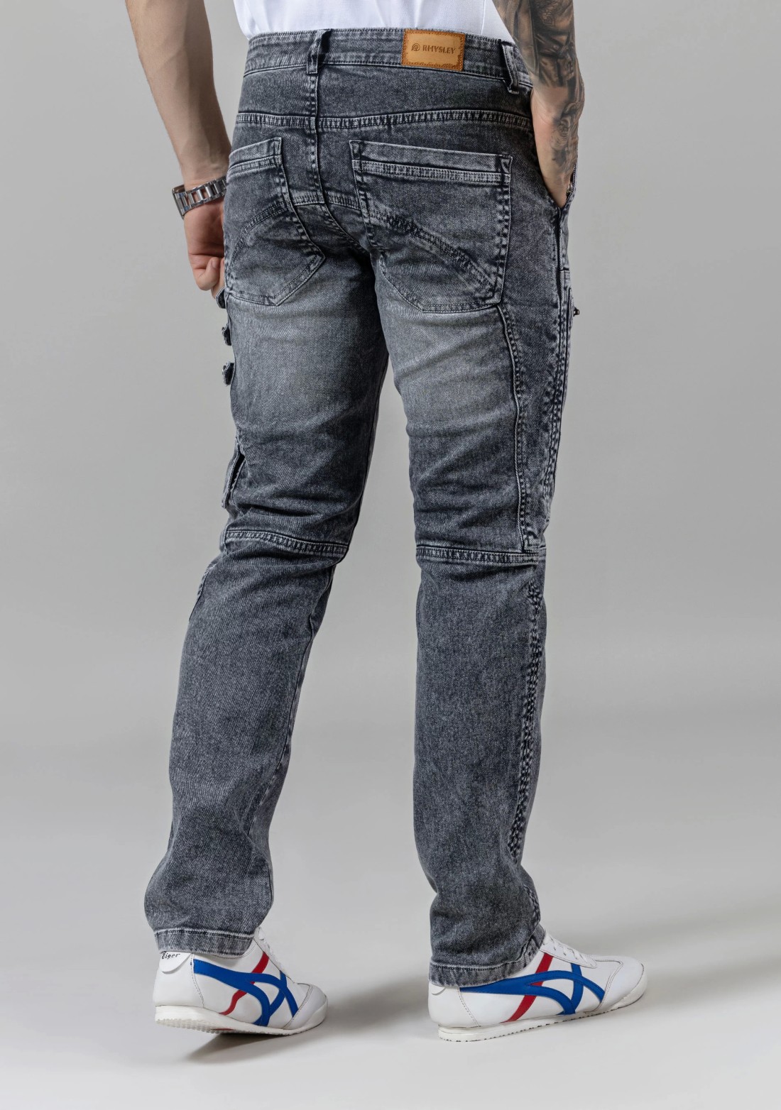 Grey Straight Fit Cut and Sew Men's Fashion Jeans