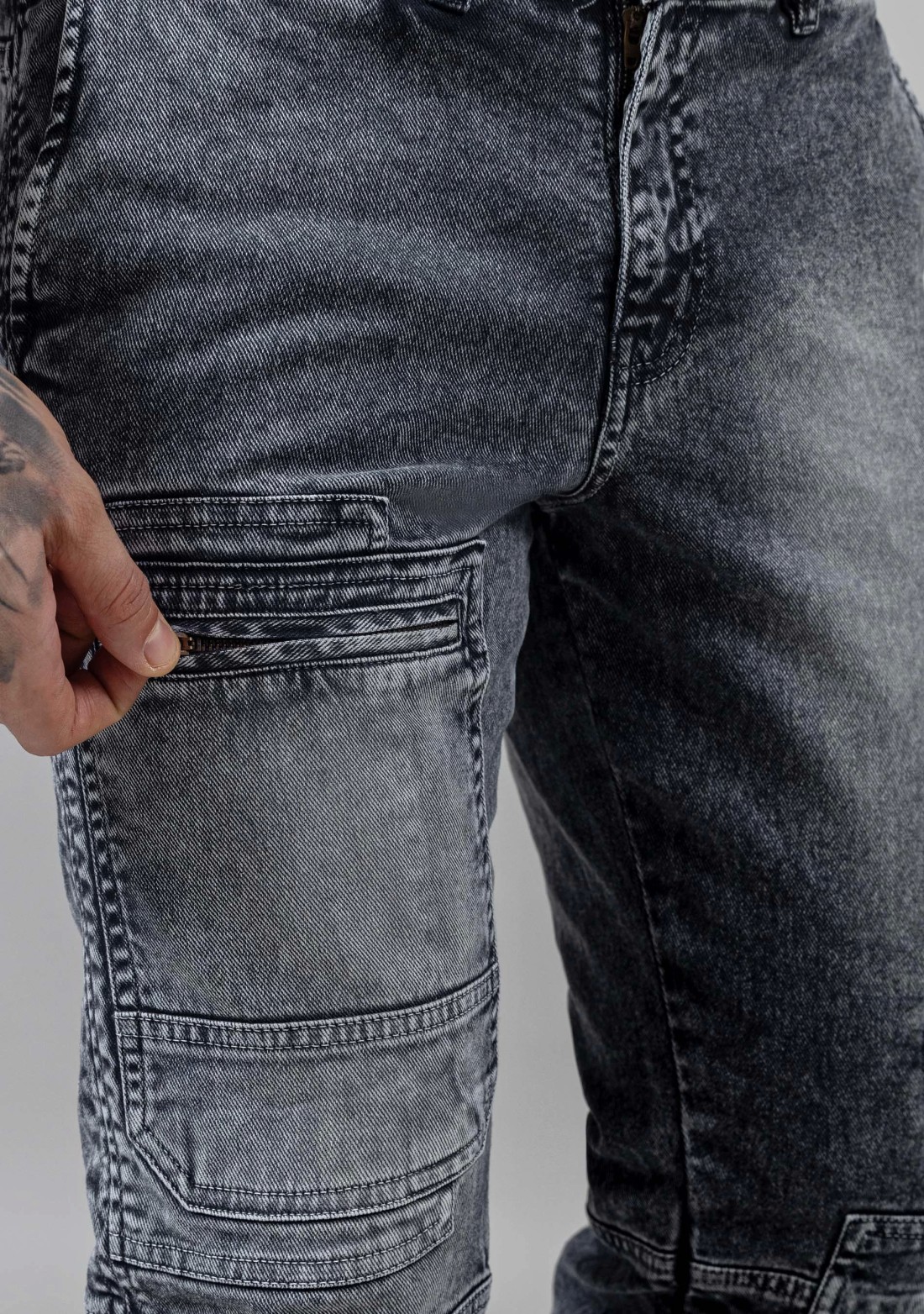 Grey Straight Fit Cut and Sew Men's Fashion Jeans