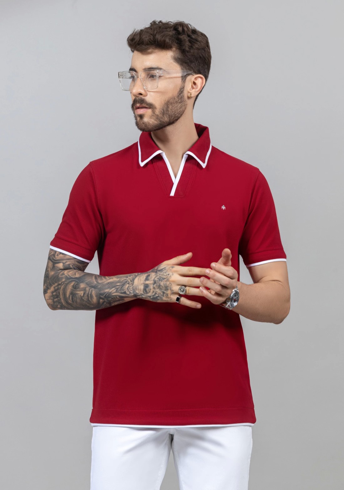 Red Regular Fit Cotton Men's Polo T-Shirt