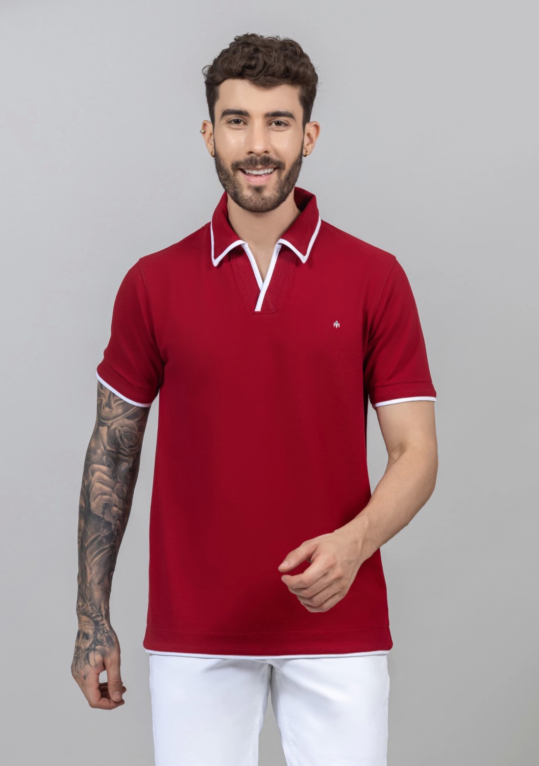 Red Regular Fit Cotton Men's Polo T-Shirt