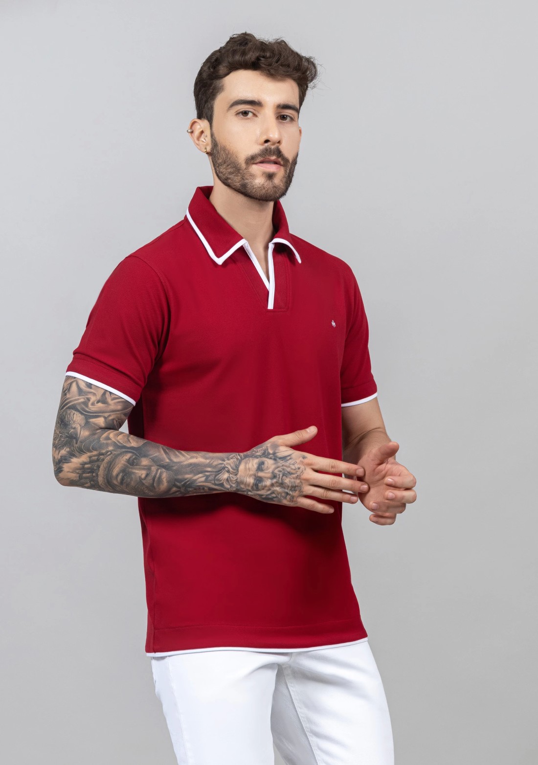 Red Regular Fit Cotton Men's Polo T-Shirt