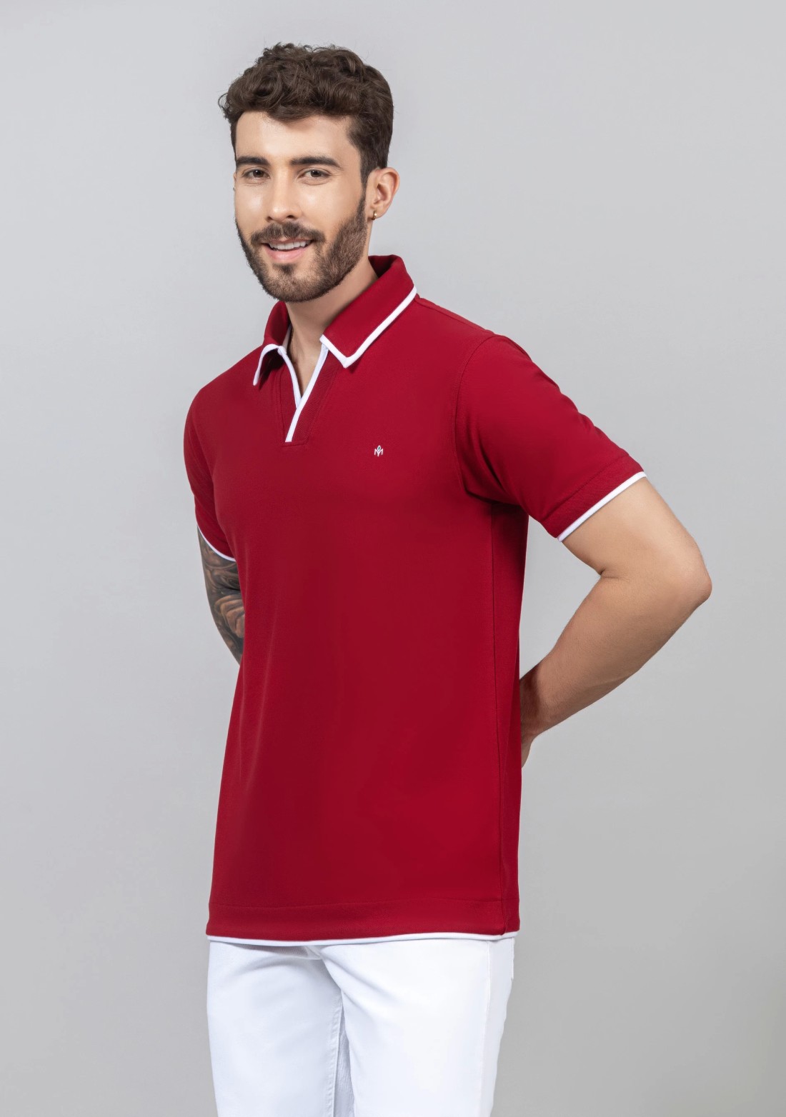 Red Regular Fit Cotton Men's Polo T-Shirt