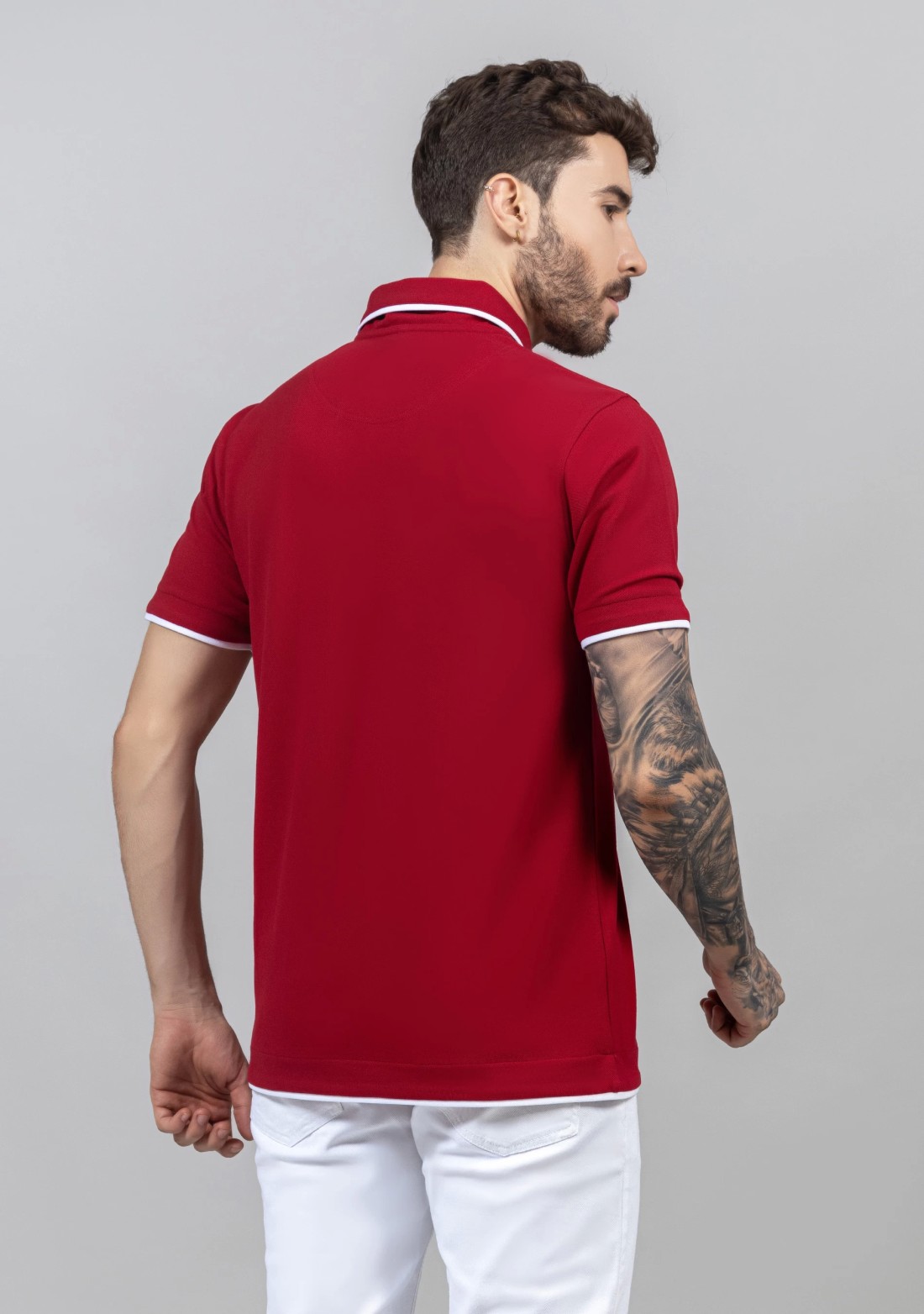 Red Regular Fit Cotton Men's Polo T-Shirt