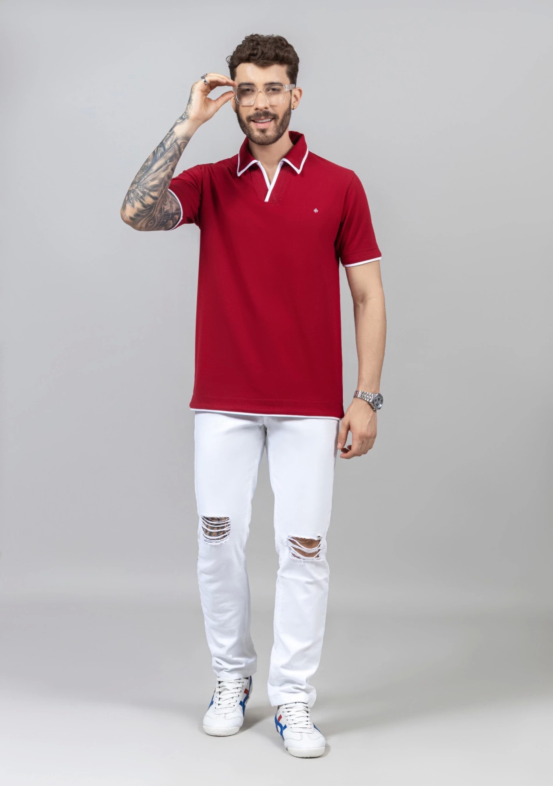 Red Regular Fit Cotton Men's Polo T-Shirt