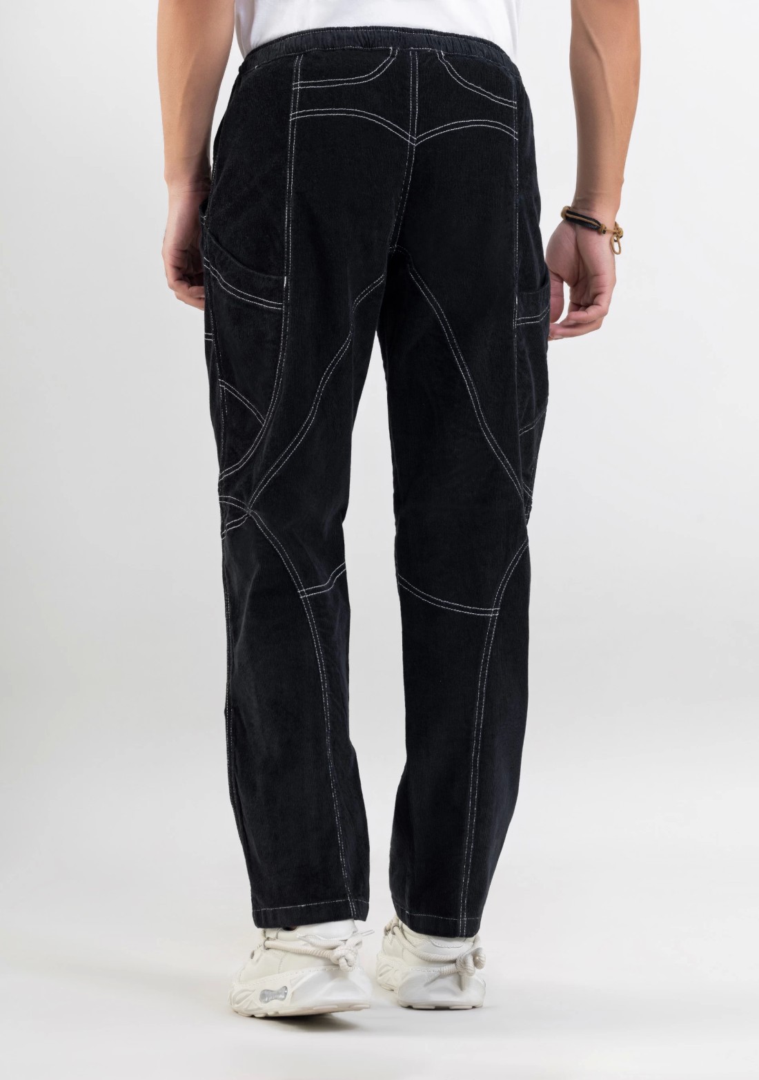 Black Straight Relaxed Fit Men’s Casual Corduroy Trousers