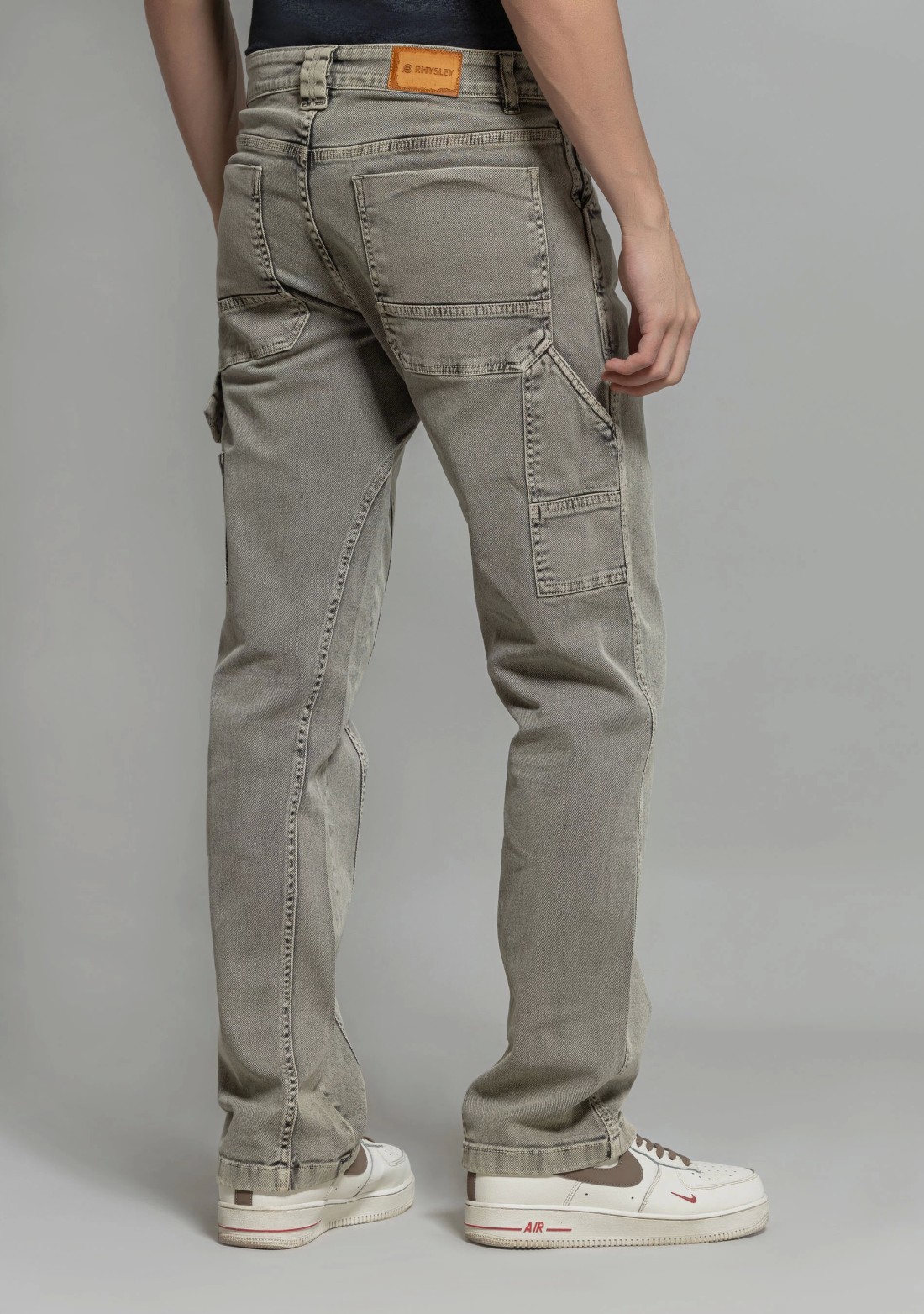 Grey Straight Fit Cut and Sew Men's Jeans