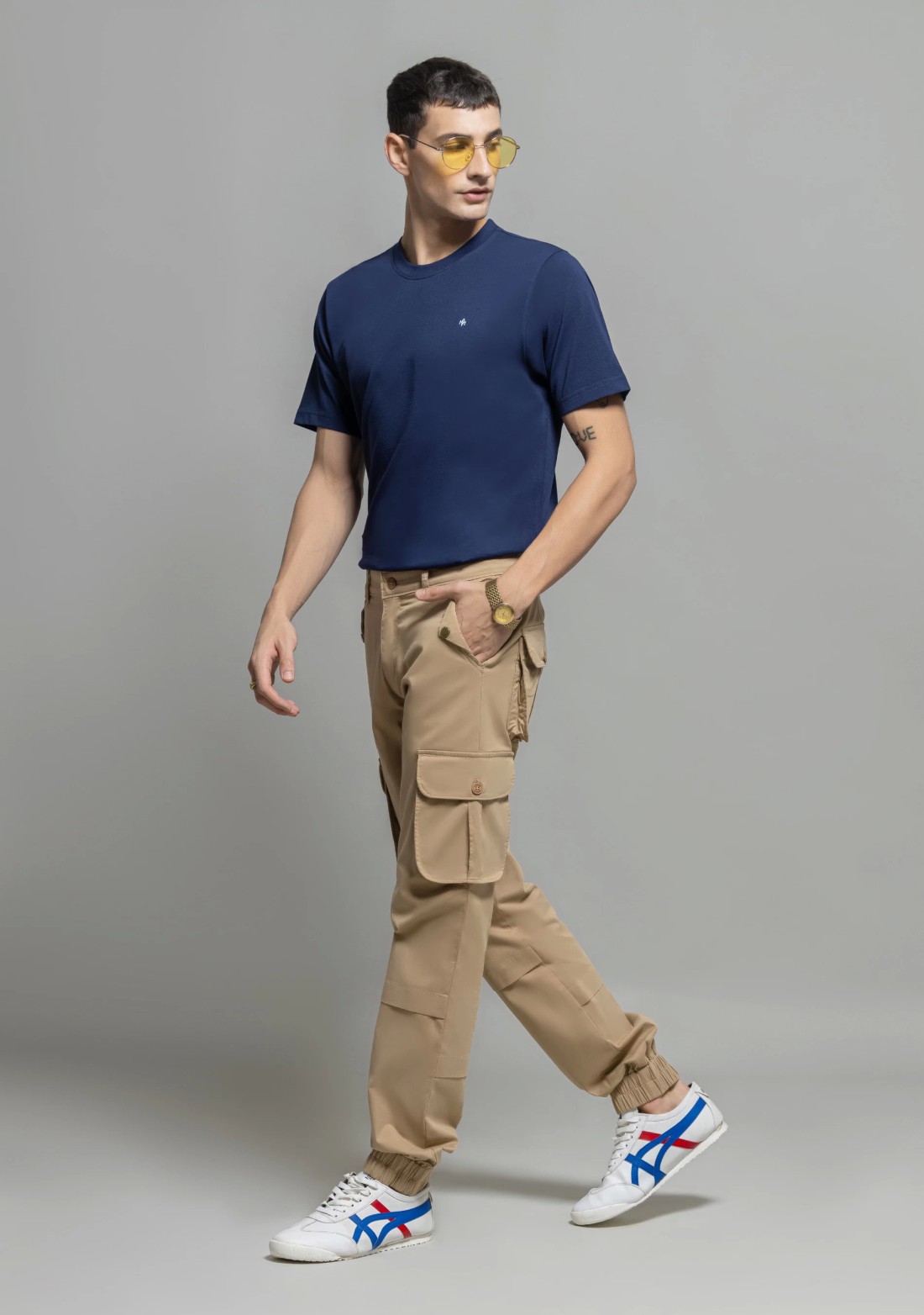 Camel Regular Fit Men's Cargo Trousers