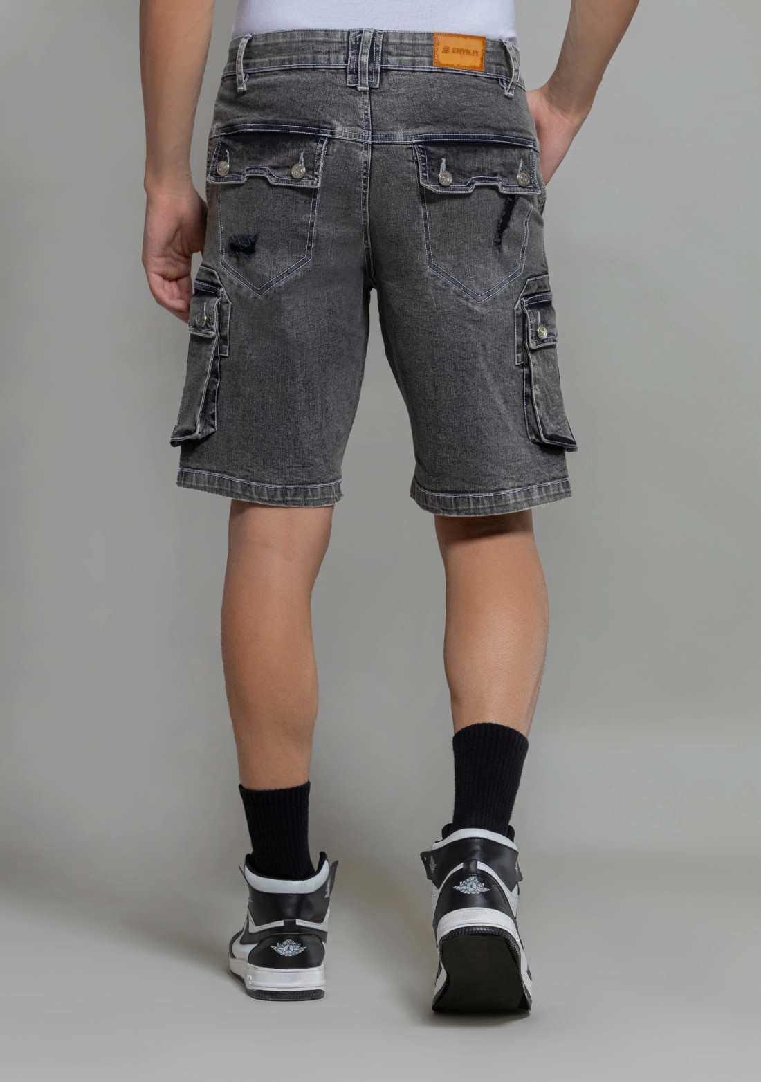 Black Regular Fit Men’s Casual Denim Cargo Shorts