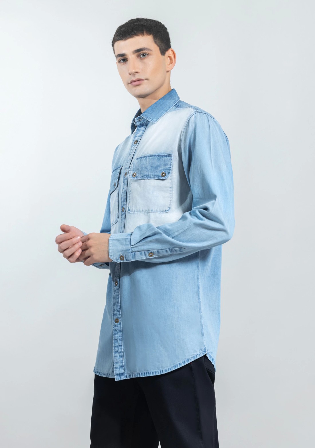 Light Blue Regular Fit Men's Denim Shirt