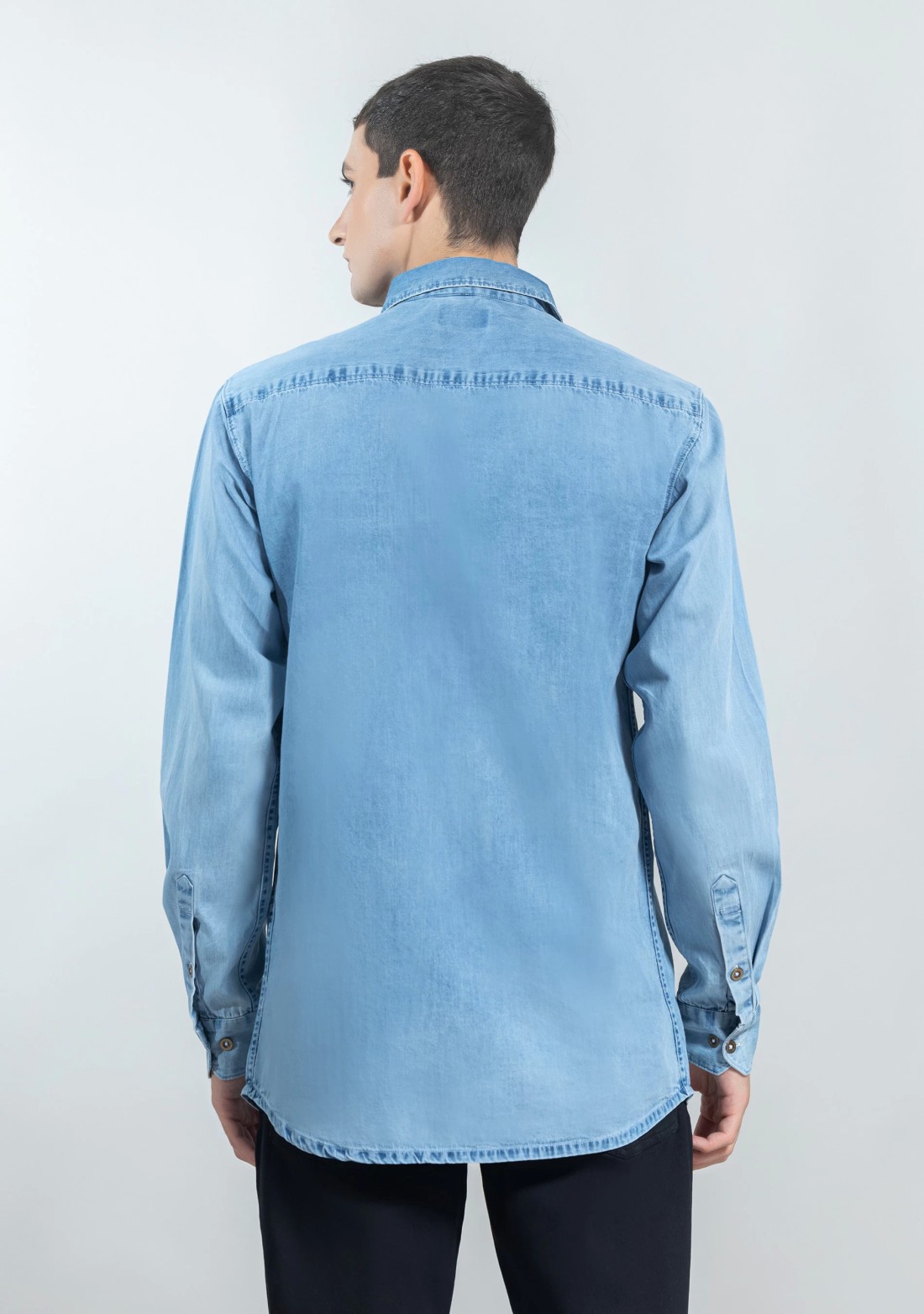 Light Blue Regular Fit Men's Denim Shirt