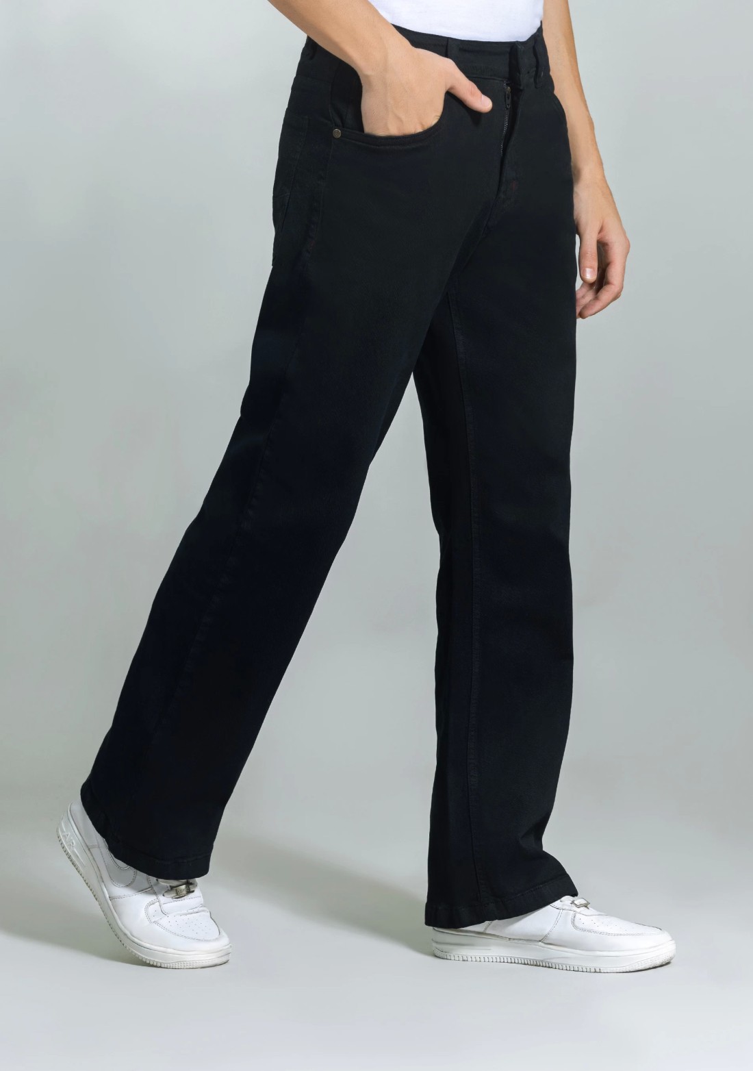 Black Straight Relaxed Fit Men's Jeans