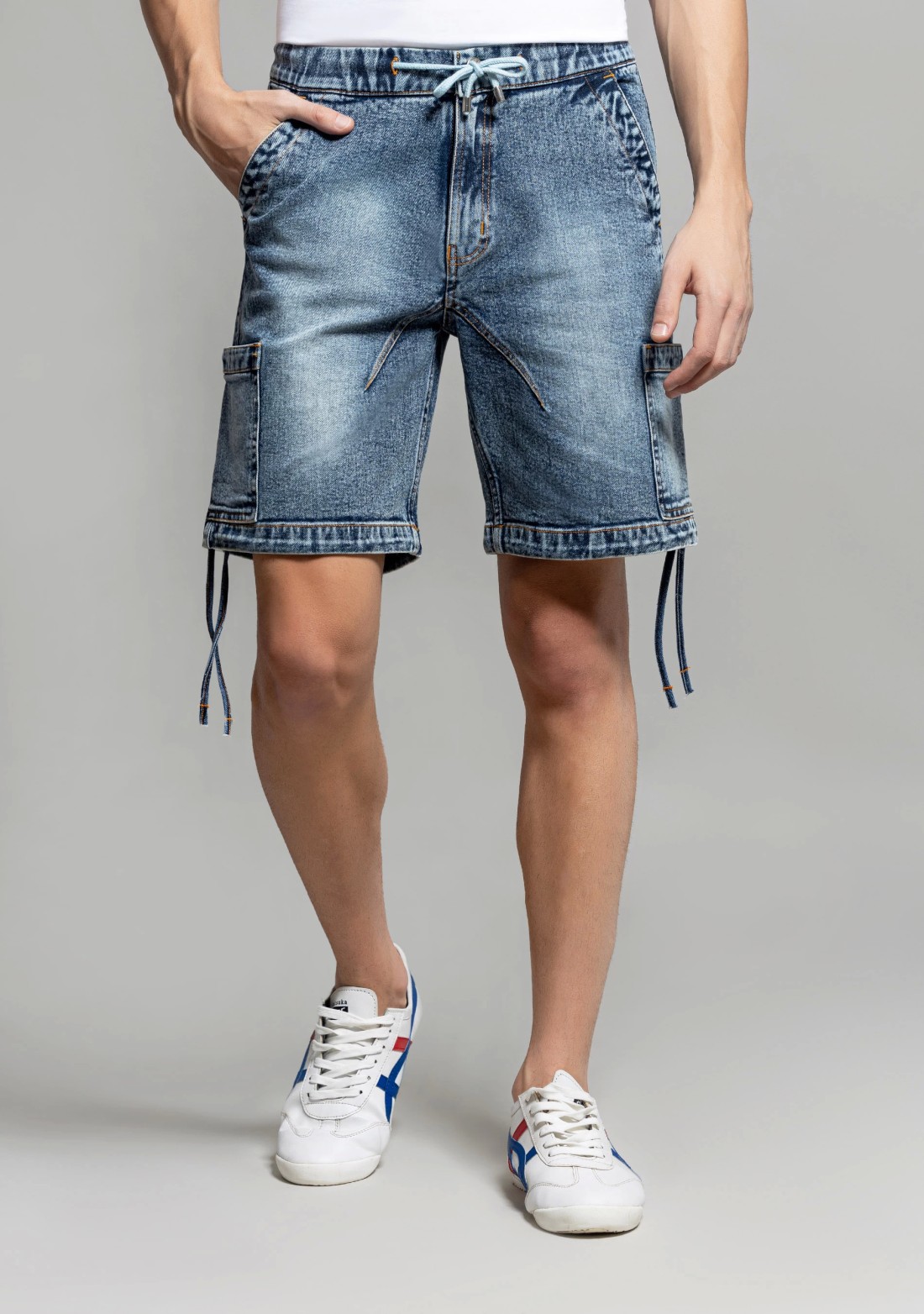 Blue Regular Fit Men's Denim Fashion Shorts