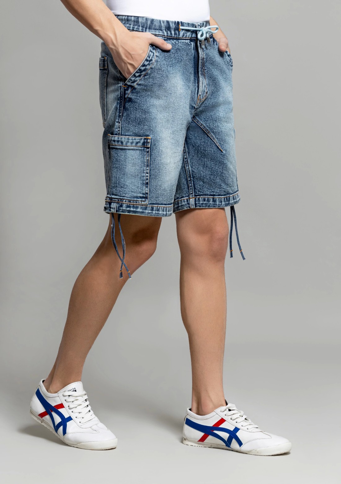 Blue Regular Fit Men's Denim Fashion Shorts