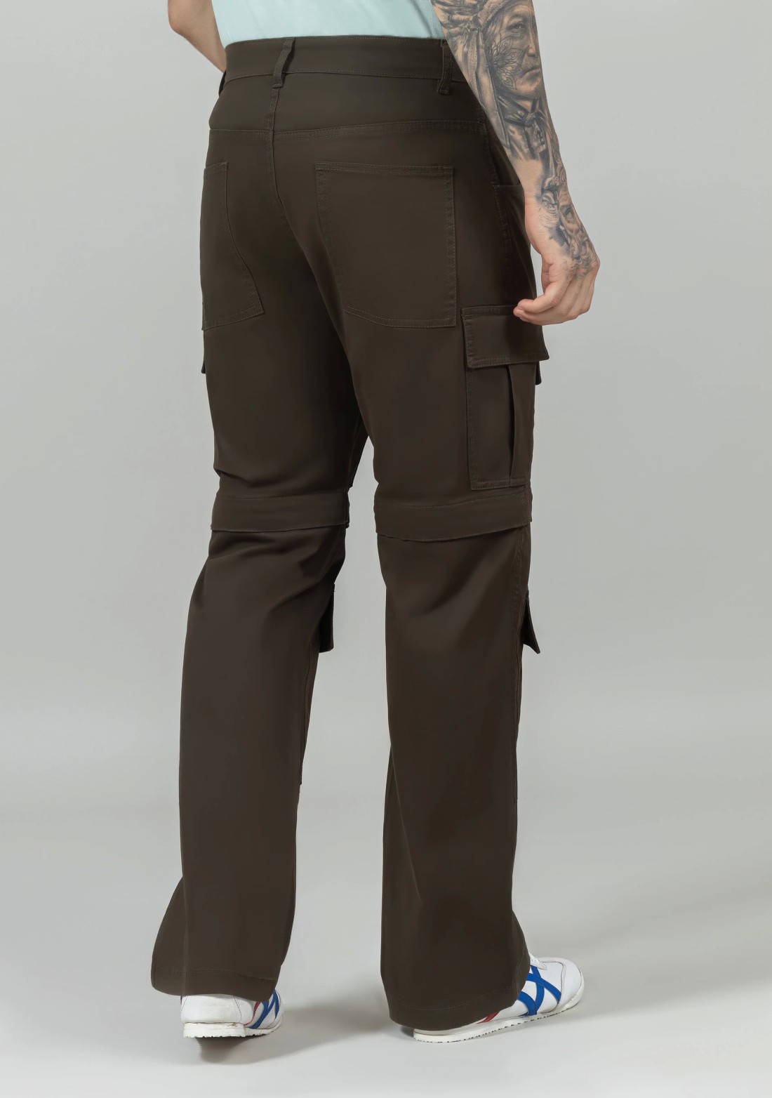 Mocha Brown Wide Leg Men's Cargo Trousers