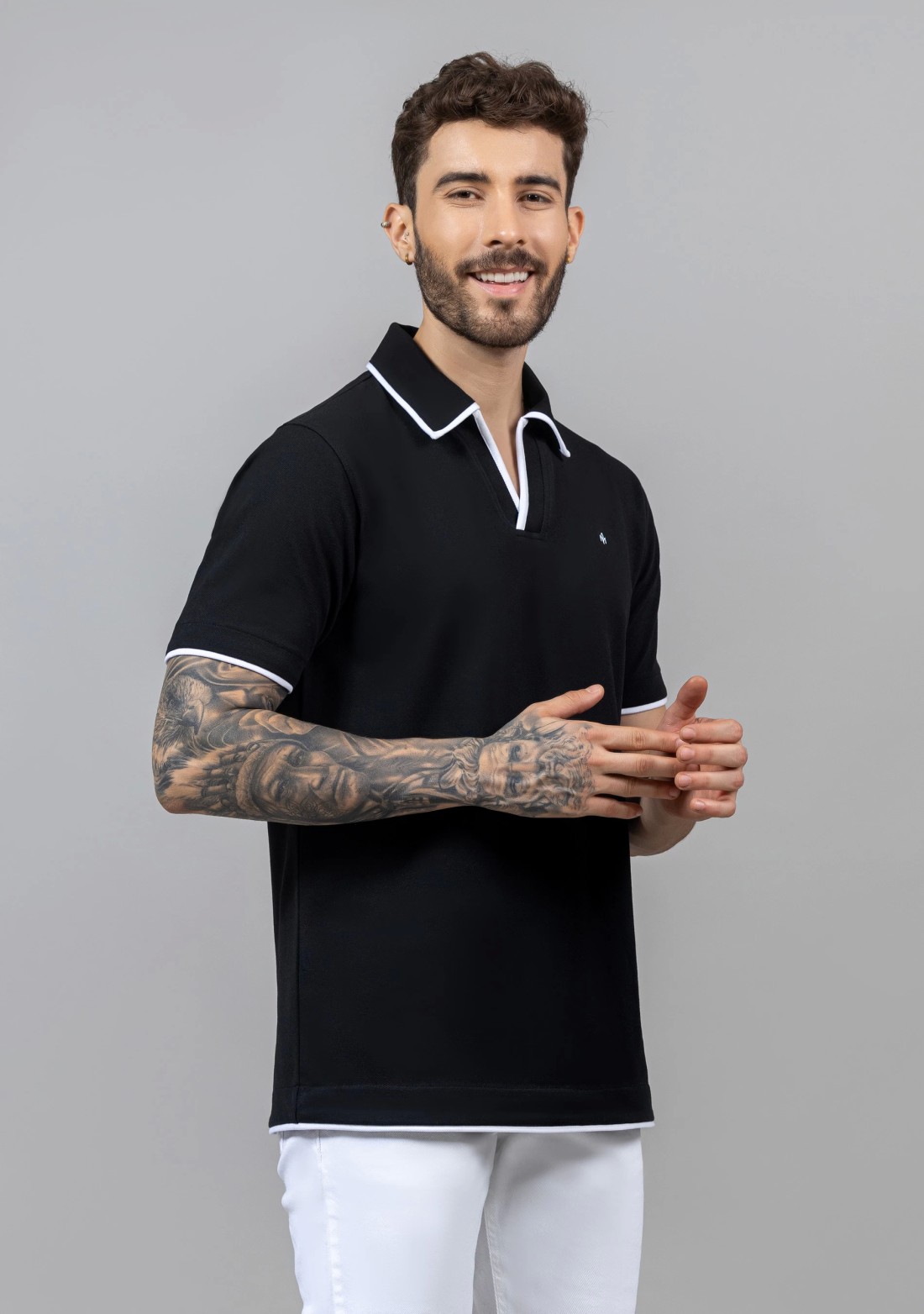 Black Regular Fit Men's Fashion Polo T-Shirt