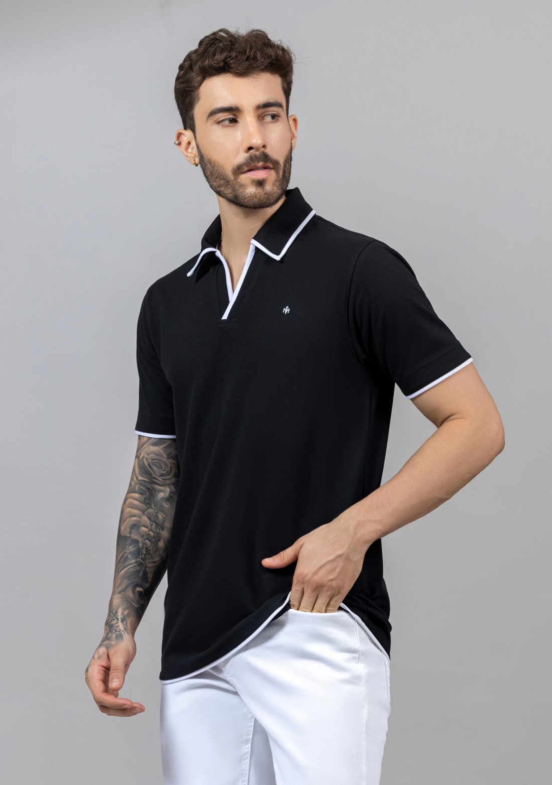 Black Regular Fit Men's Fashion Polo T-Shirt