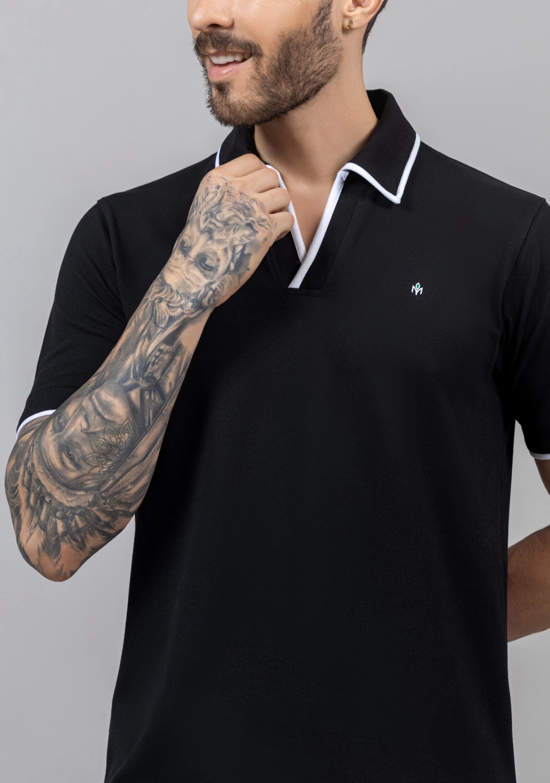 Black Regular Fit Men's Fashion Polo T-Shirt