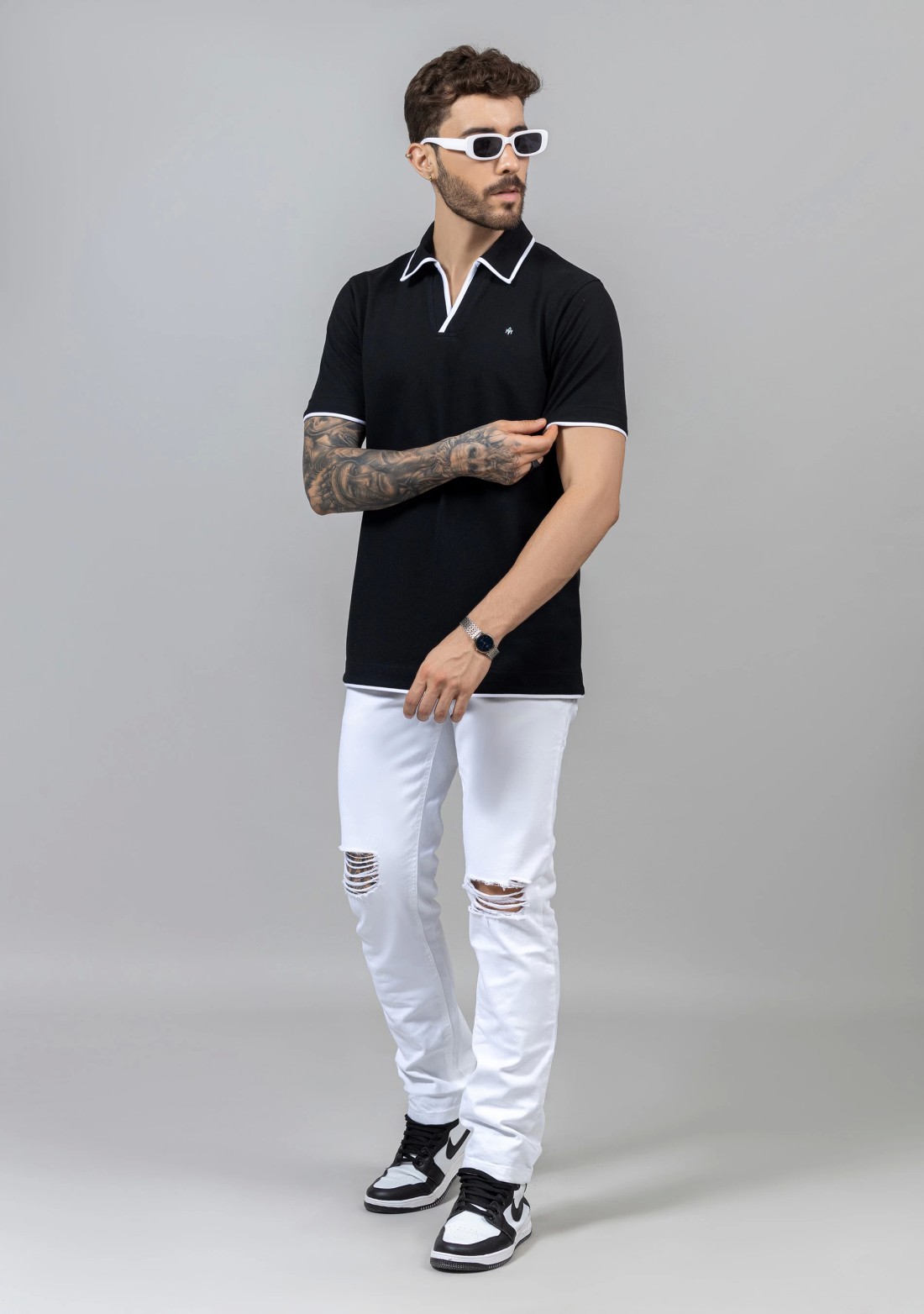 Black Regular Fit Men's Fashion Polo T-Shirt