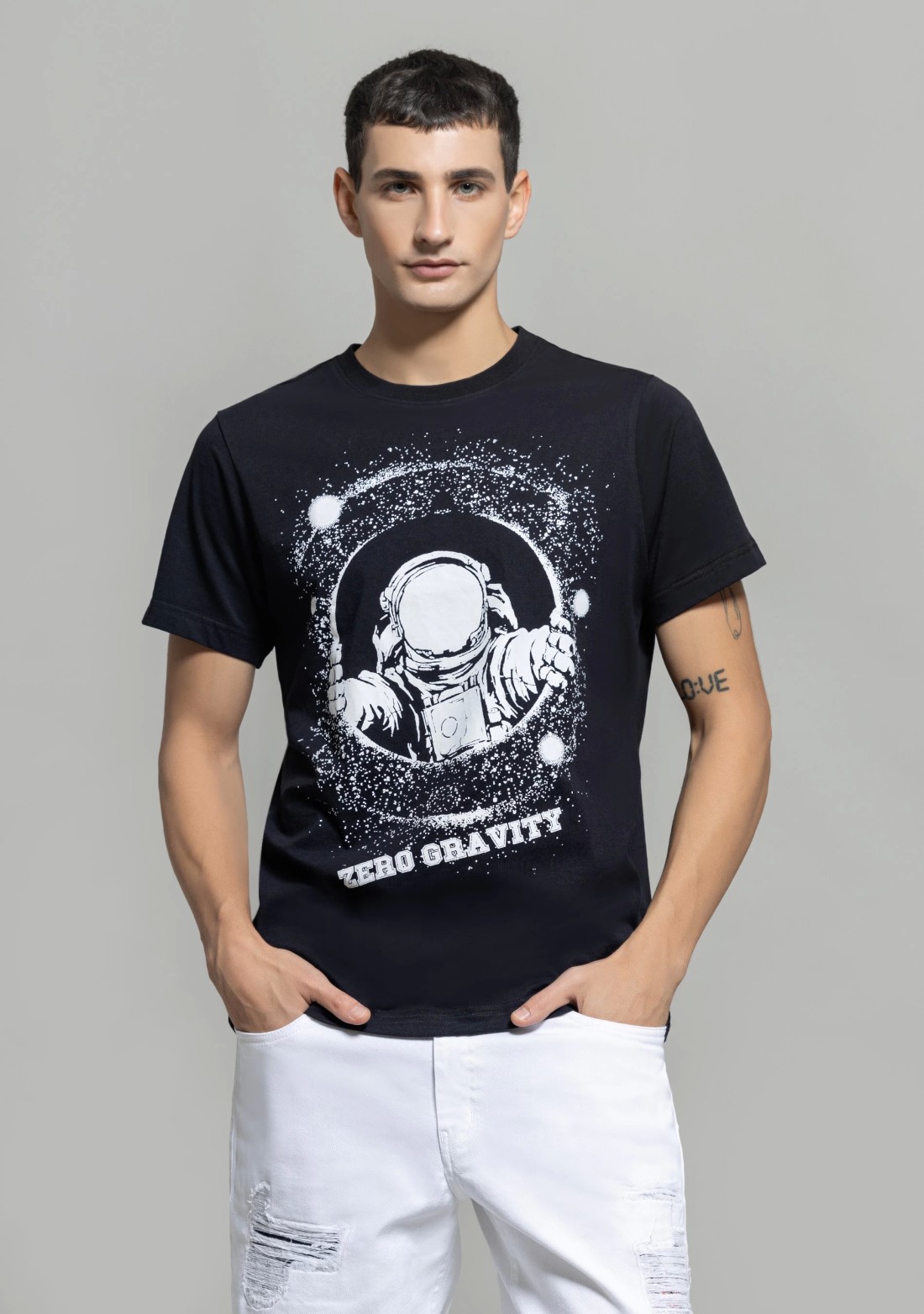 Black Regular Fit Men's Graphic T-Shirt