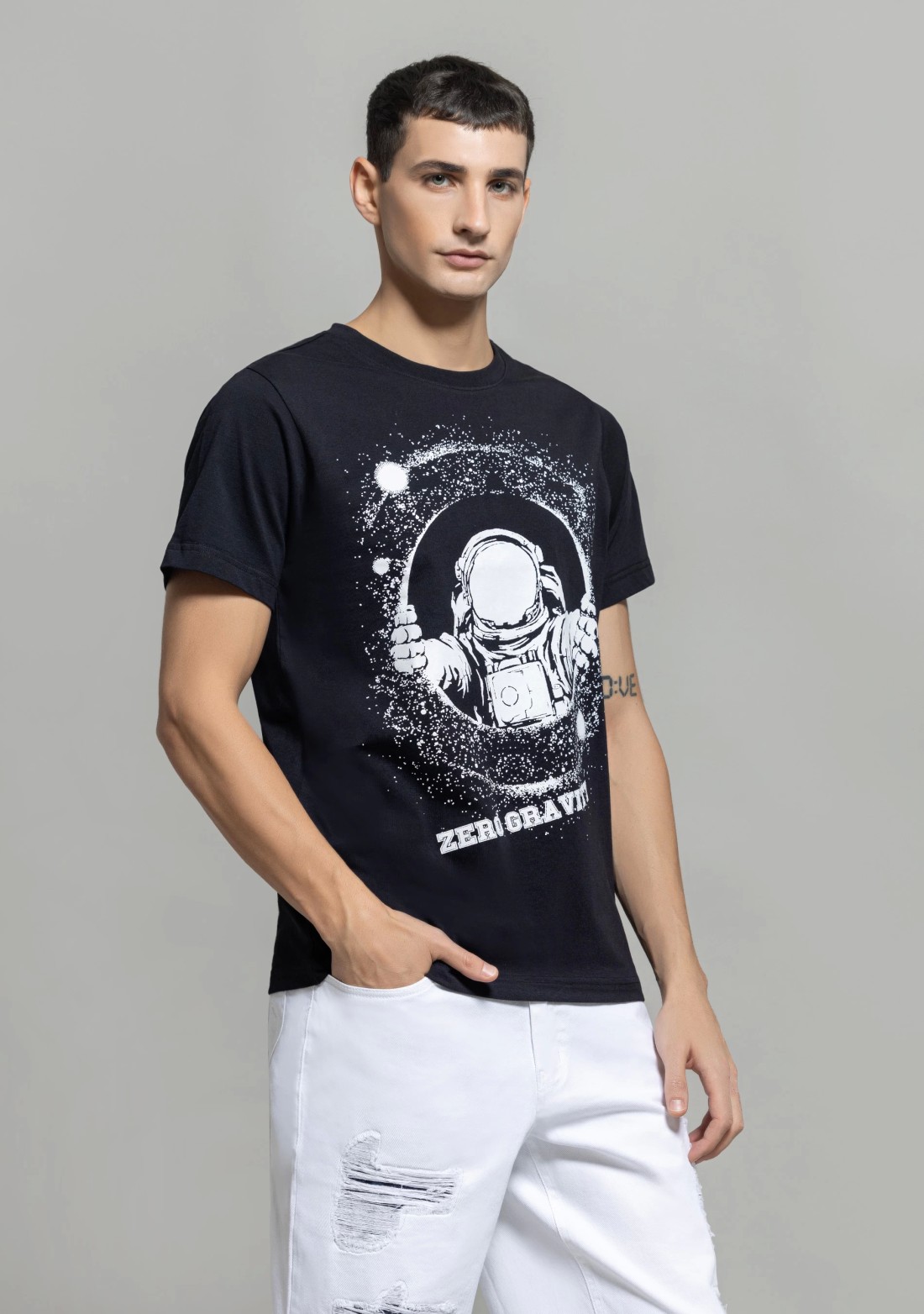 Black Regular Fit Men's Graphic T-Shirt