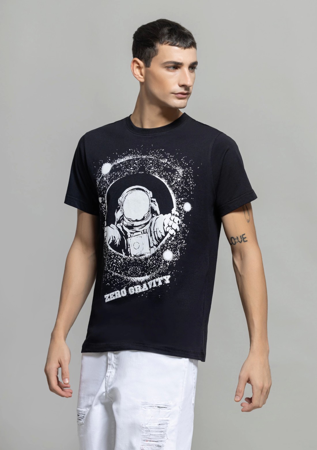 Black Regular Fit Men's Graphic T-Shirt