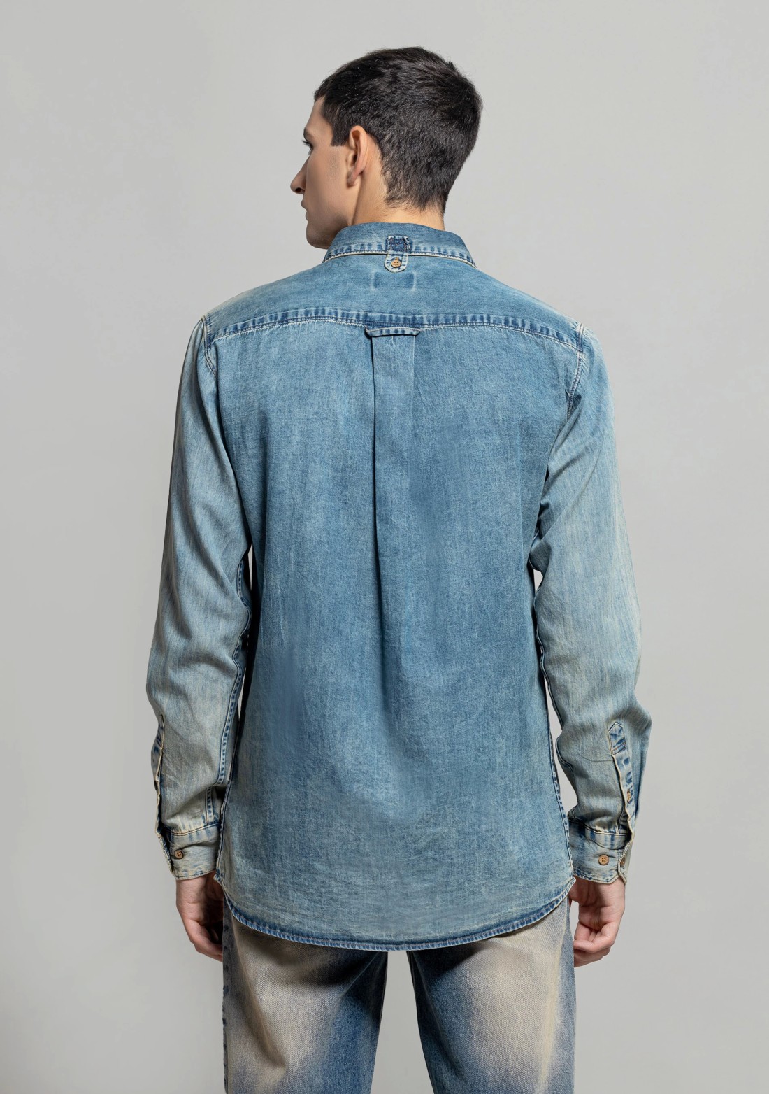 Mid Blue Regular Fit Men's Denim Shirt