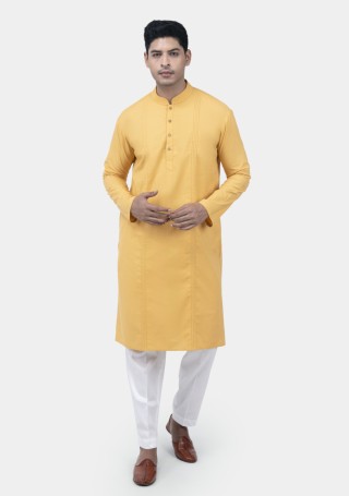 Yellow Colored Pintuck Cambric Cotton Kurta set