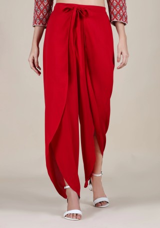 Red Wrap Around Heavy Georgette Pant