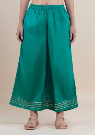 Sea Green Golden Gota Lace Flared Pants