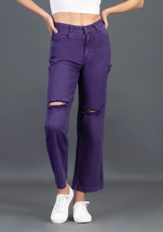 Purple Wide Leg Rhysley Women’s Ripped Jeans