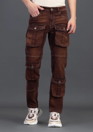 Chocolate Brown Slim Fit Rhysley Men's Fashion Jeans