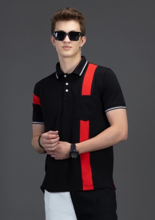 Rhysley Black Regular Fit Men's Fashion Polo T-Shirt