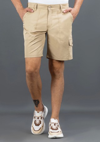 Light Khaki Regular Fit Rhysley Men's Cotton Shorts