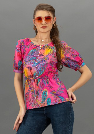 Multi-Colour Paisley Print Peplum Top