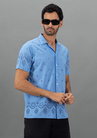 Powder blue Regular Fit Men's Rhysley Cotton Shirt